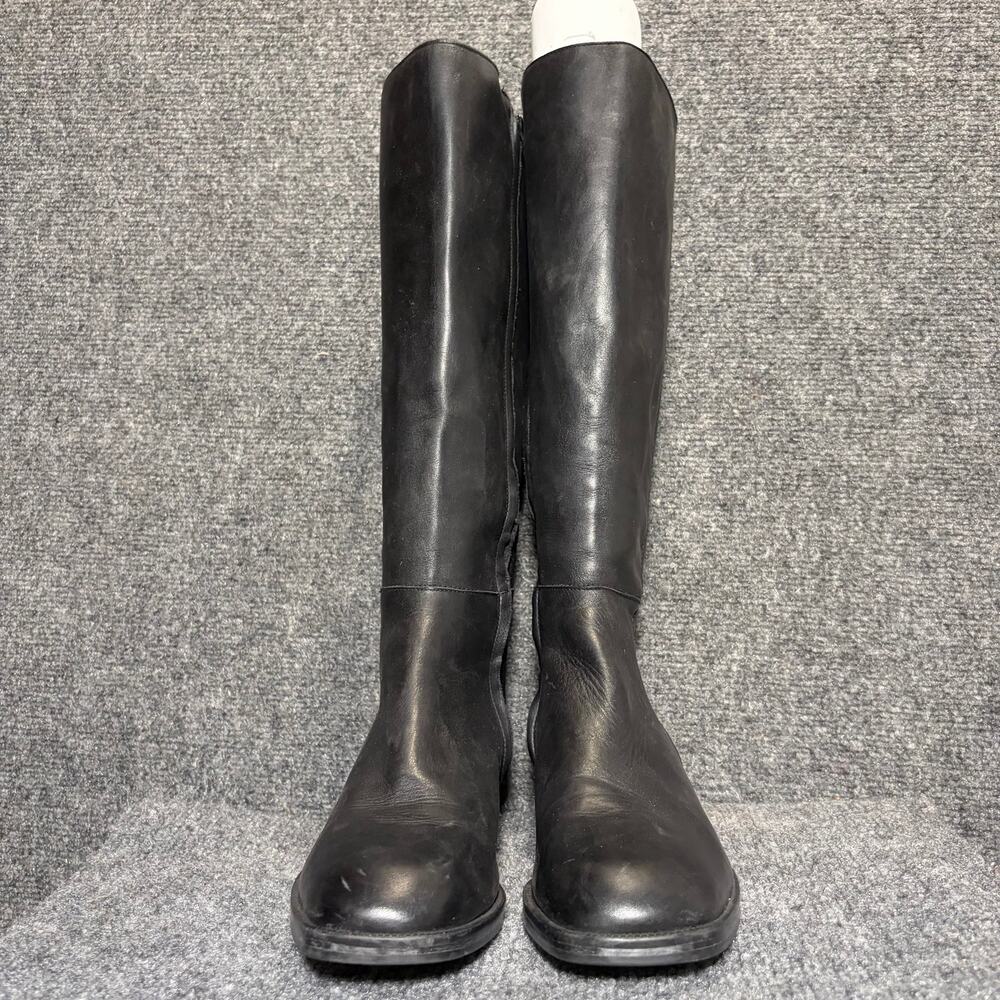 Nine West Black Leather Tall Riding Boots Women 9.5 Block Heel Knee High - Picture 3 of 10